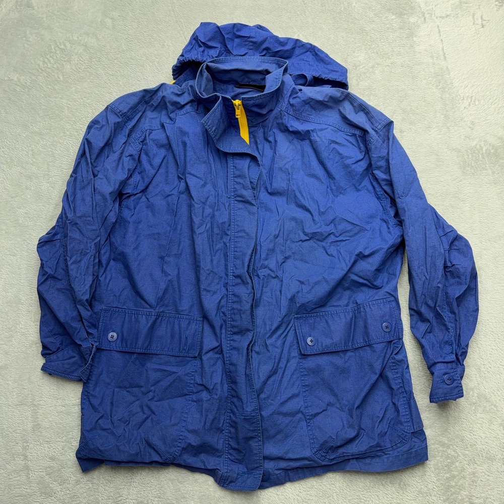Marimekko Jacket Mens L Blue Hooded Full Zip Cargo Pocket Scandinavian Finland